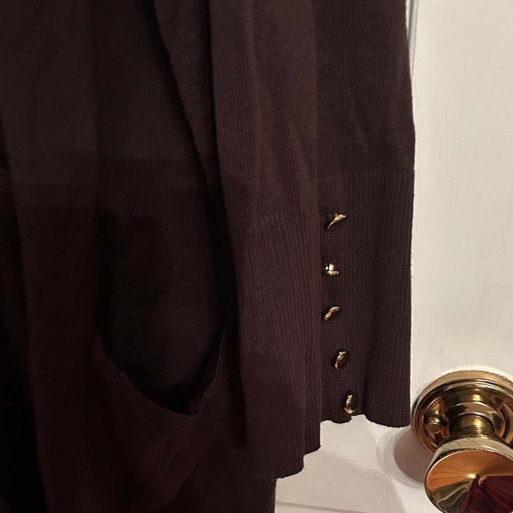 JM Collection Dark Brown Women's Cardigan - Picture 4 of 4